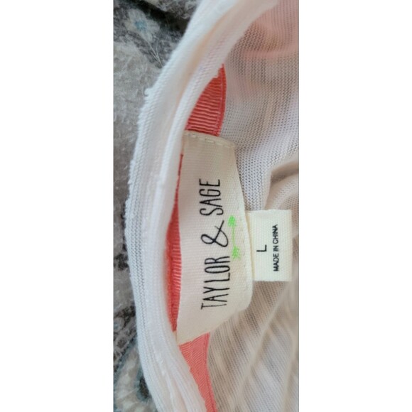 Taylor & Sage Pale Pink and Crochet Lace Short Sleeve Shirt Sz L - Picture 3 of 4